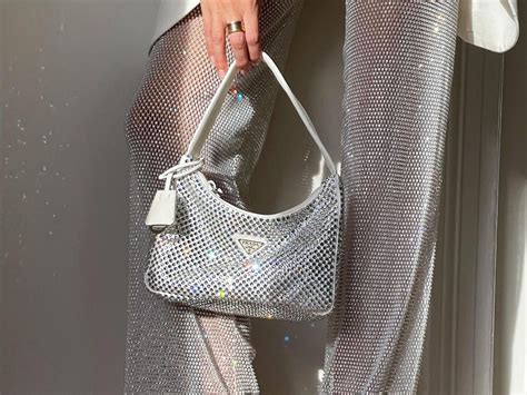 purple rhinestone prada bag|prada sparkly hand bag.